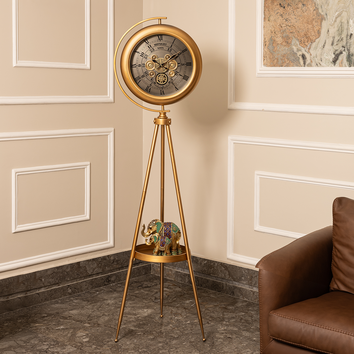 Milestone Marker Tripod Base Luxury Designer Floor Clock With Moving Gear Mechanism Buy Floor Clock Online (Steel Body) - Image 3