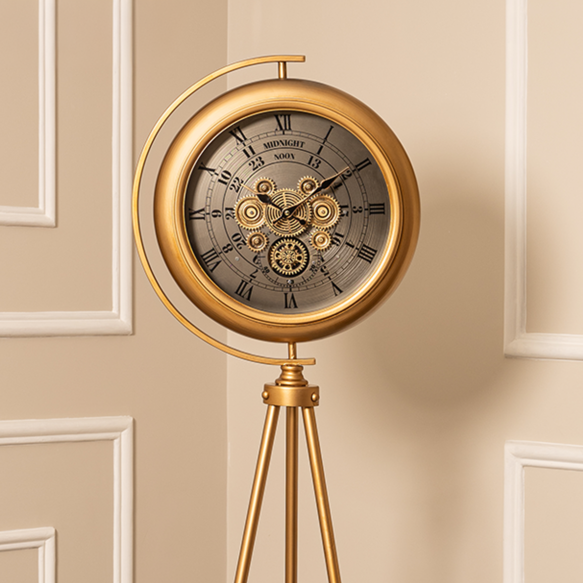 Milestone Marker Tripod Base Luxury Designer Floor Clock With Moving Gear Mechanism Buy Floor Clock Online (Steel Body) - Image 2